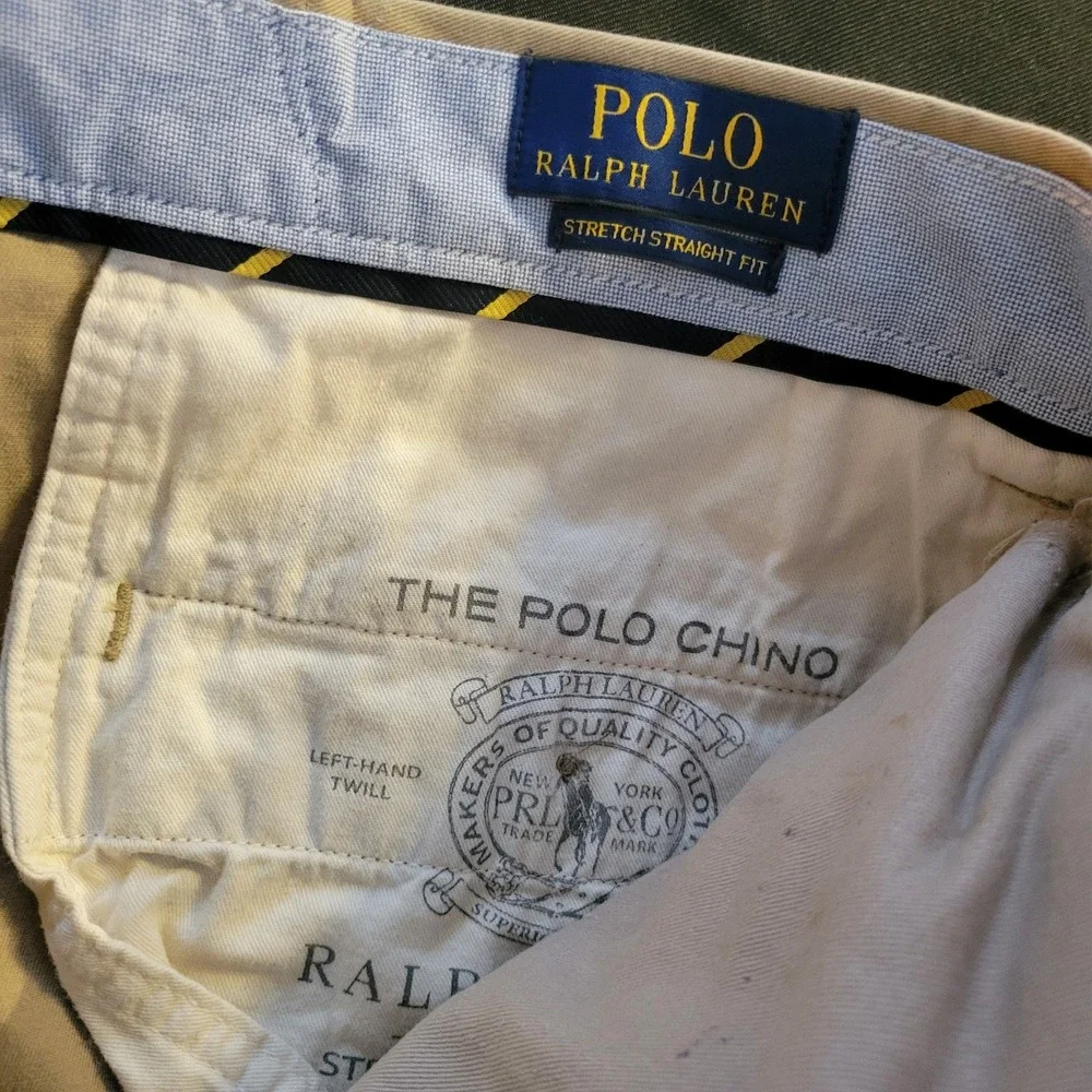 POLO RALPH LAUREN MENS 33X30 STRETCH STRAIGHT FIT PANTS VARSITY OG COLLECTION